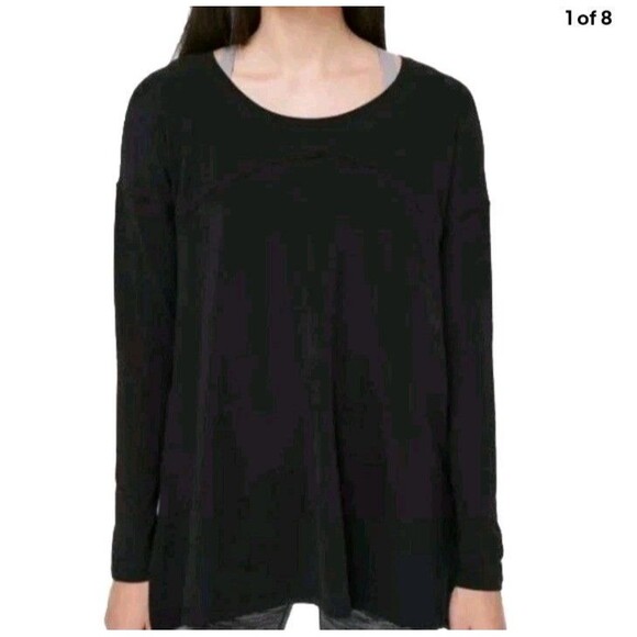 Lululemon Hit Unwind Black Long Sleeve Shirt Top Travel Commute Side Slits S/M - Picture 1 of 12
